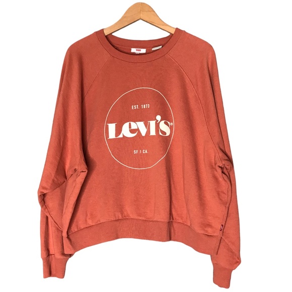 1X Levi’s Vintage Raglan Crewneck Graphic Orange Logo Sweatshirt Long Sleeve - Picture 3 of 11